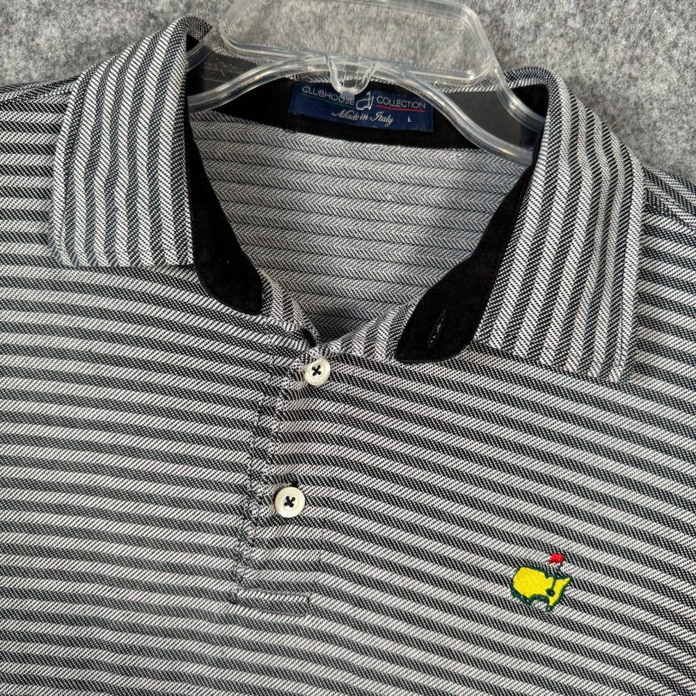 Masters Clubhouse Collection Mens Large Golf Polo Shirt Augusta Italy Striped